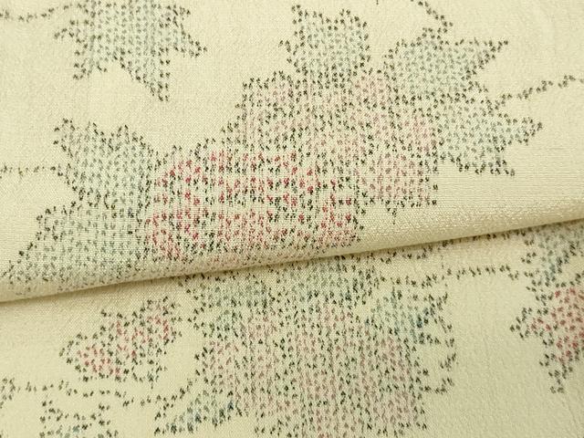 平和屋着物▽本塩沢 単衣 草花文 正絹 逸品 DAAV9708sf
