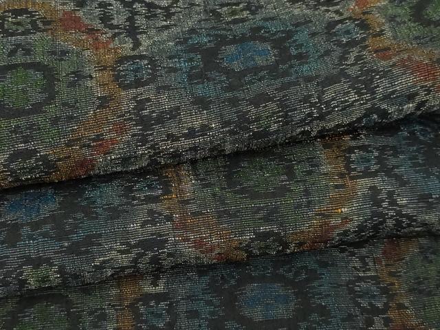 平和屋着物▽上質な紬 単衣 花菱文 正絹 逸品 DAAV9715sf