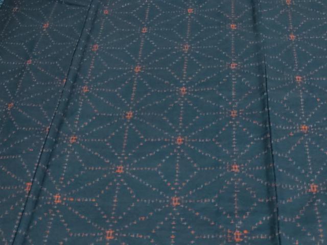 平和屋着物▽上質な紬 単衣 麻の葉文様 正絹 逸品 DAAV9725sf
