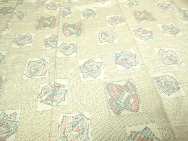 平和屋着物▽上質な紬 単衣 花蝶文 正絹 逸品 DAAV9730sf