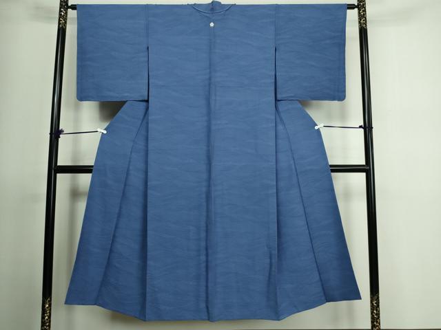 平和屋着物▽上質な色無地 単衣 流水地紋 青藍色 正絹 逸品 未使用 DAAV9743sf