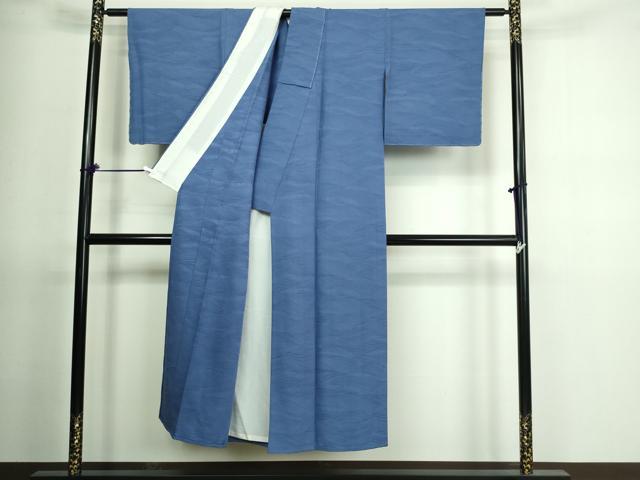 平和屋着物▽上質な色無地 単衣 流水地紋 青藍色 正絹 逸品 未使用 DAAV9743sf