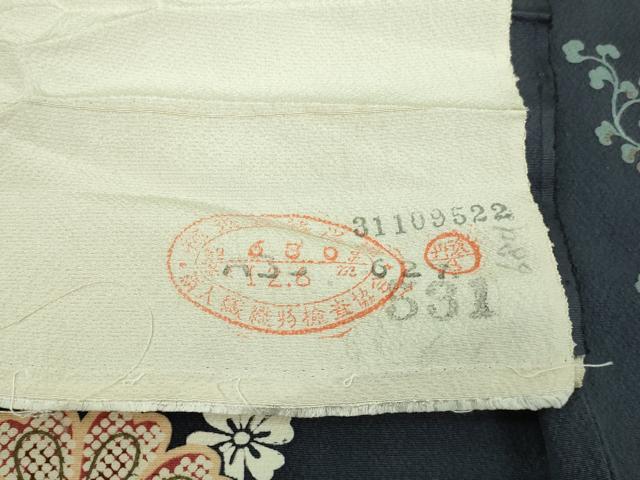 平和屋着物▽上質な小紋 単衣 花唐草文 金彩 反端付き 正絹 逸品 DAAV9765sf