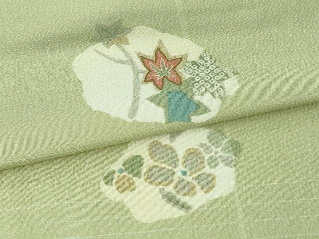 平和屋着物▽小紋 単衣 草花文 洗える着物 DAAV9766sf