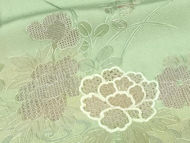 平和屋着物▽中国三大刺繍 汕頭刺繍 スワトウ刺繍 総刺繍 訪問着 単衣 流水草花文 暈し染め 正絹 逸品 DAAV9768sf