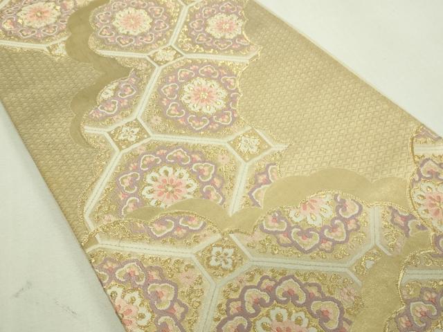 平和屋着物▼六通柄袋帯 唐織 蜀江花文 金糸 正絹 逸品 DAAV9796sf