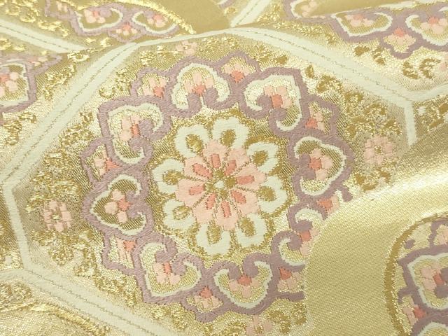 平和屋着物▼六通柄袋帯 唐織 蜀江花文 金糸 正絹 逸品 DAAV9796sf