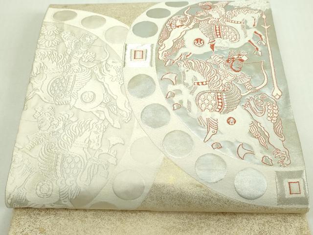 平和屋着物▼太鼓柄袋帯 狩猟文 引箔 正絹 逸品 DAAV9837sf