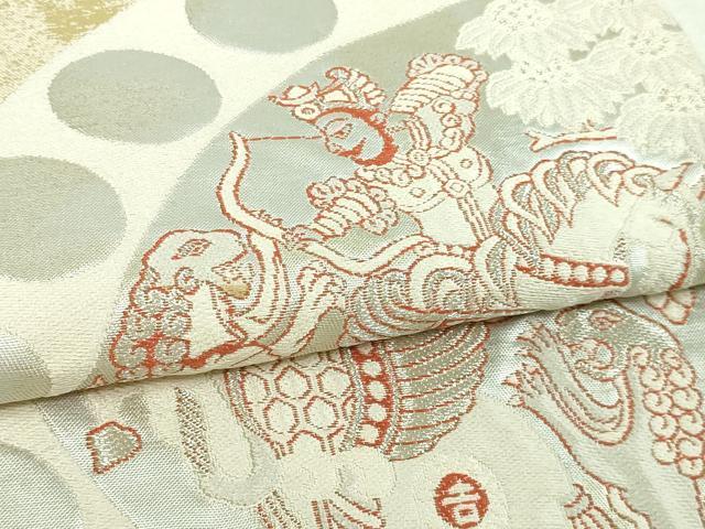 平和屋着物▼太鼓柄袋帯 狩猟文 引箔 正絹 逸品 DAAV9837sf