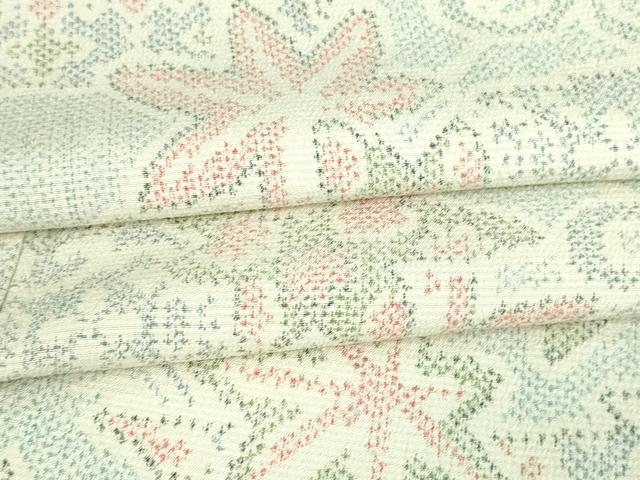 平和屋着物▽本塩沢 単衣 花唐草文 正絹 逸品 DAAV9853sf