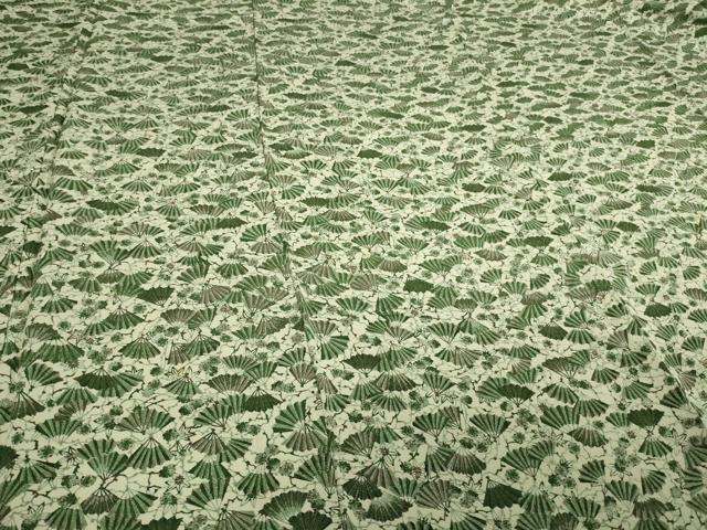 平和屋着物▽上質な紬 単衣 舞扇花文 鬼しぼ縮緬 正絹 逸品 DAAV9855sf