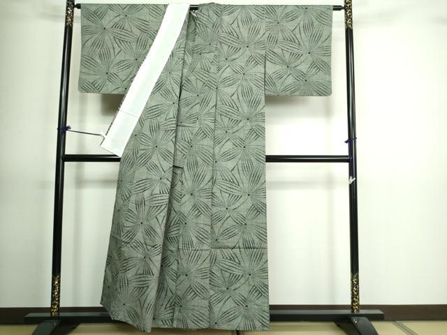 平和屋着物▽上質な紬 単衣 舞花文 正絹 逸品 DAAV9857sf