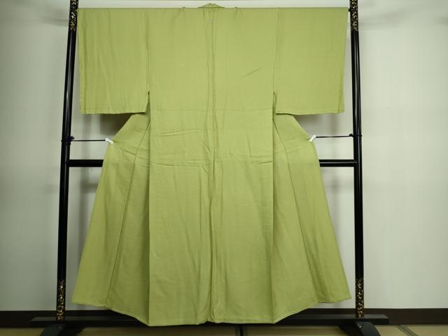 平和屋着物▽男性 色無地 単衣 網目地紋 抹茶色 正絹 逸品 未使用 DAAV9863sf