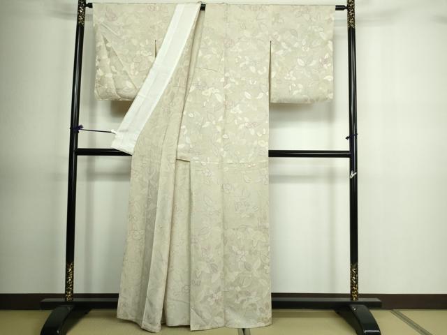 平和屋着物▽上質な小紋 単衣 地紋起こし 草花文 正絹 逸品 DAAV9866sf
