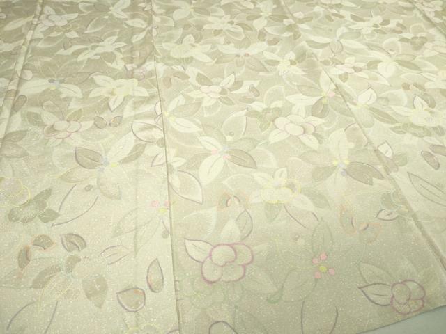 平和屋着物▽上質な小紋 単衣 地紋起こし 草花文 正絹 逸品 DAAV9866sf