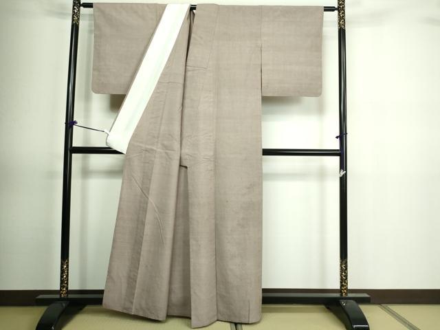 平和屋着物▽結城紬 単衣 白茶色 正絹 逸品 DAAV9870sf