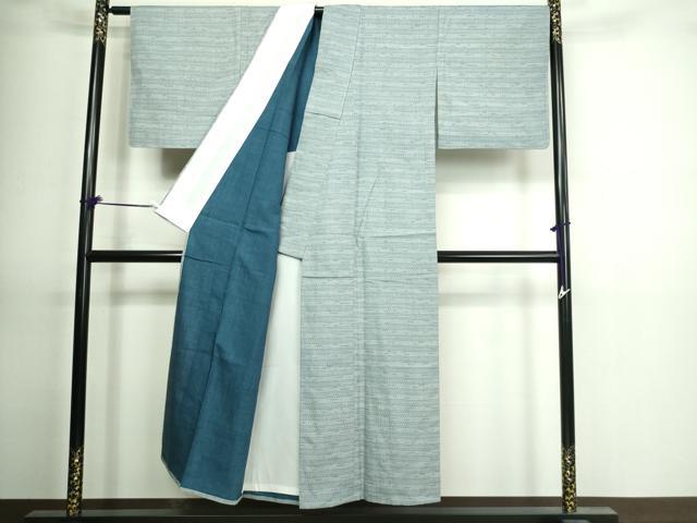 平和屋着物▽上質な小紋 単衣 紬地 花唐草文 正絹 逸品 未使用 DAAV9872sf