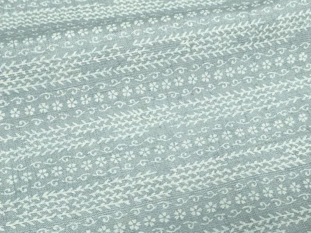 平和屋着物▽上質な小紋 単衣 紬地 花唐草文 正絹 逸品 未使用 DAAV9872sf