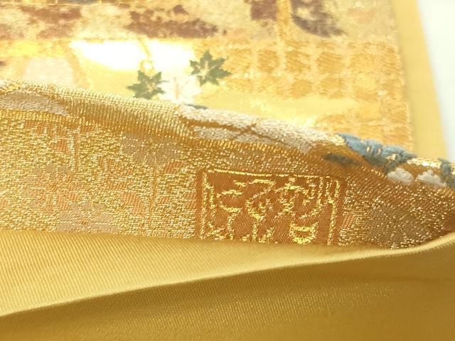 平和屋着物▼六通柄袋帯 唐織 作家物 慶長小袖紋 金糸 正絹 逸品 DAAV9880sf