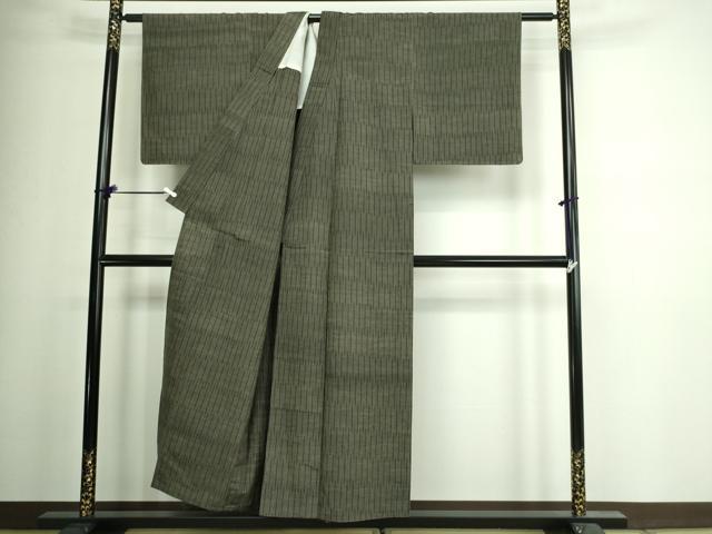 平和屋着物▽上質な紬 単衣 縞 正絹 逸品 DAAV9912sf