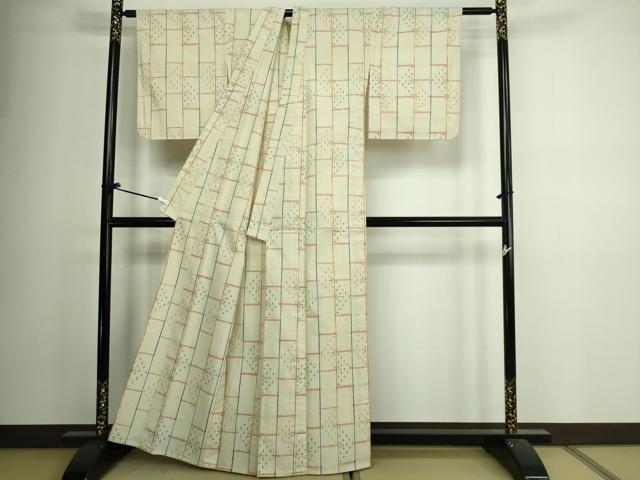 平和屋着物▽上質な紬 単衣 格子 正絹 逸品 未使用 DAAV9916sf