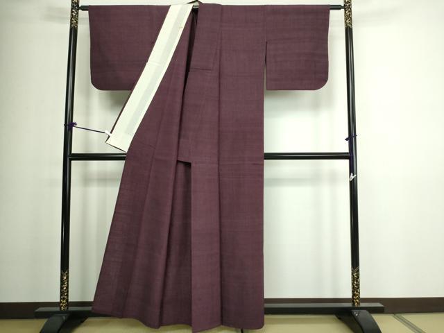 平和屋着物▽結城紬 単衣 似せ紫色 正絹 逸品 DAAV9920sf