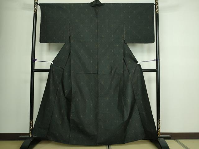 平和屋着物▽本場大島紬 単衣 麻の葉文様 正絹 逸品 DAAV9924sf