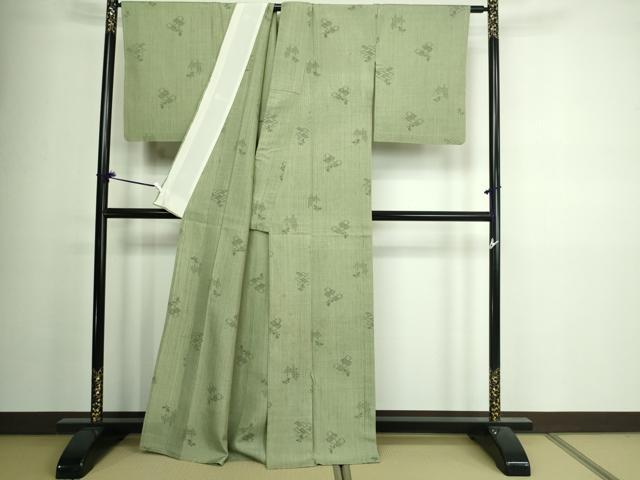 平和屋着物▽上質な紬 単衣 舞蝶文 正絹 逸品 DAAV9957sf