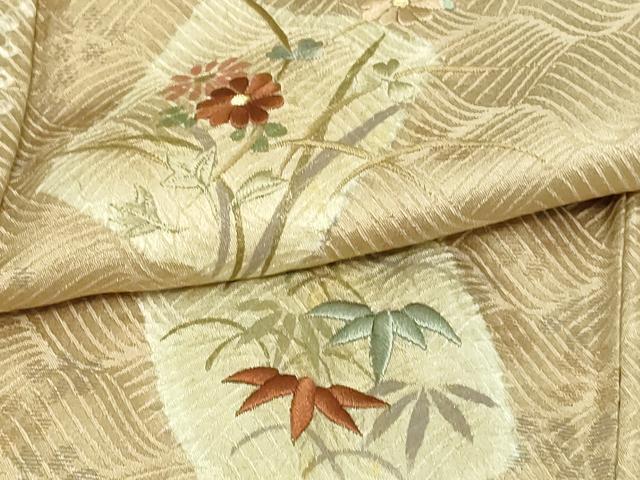 平和屋着物▽訪問着 単衣 絞り 刺繍 草花文 正絹 逸品 DAAV9960sf