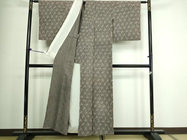 平和屋着物▽上質な紬 単衣 絞り 舞花文 正絹 逸品 DAAV9965sf
