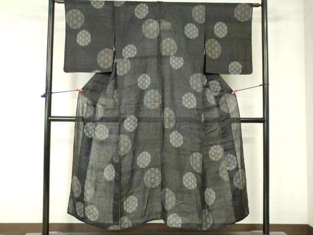 平和屋着物*夏物 上布 麻の葉丸文 麻 逸品 DAAX1161op