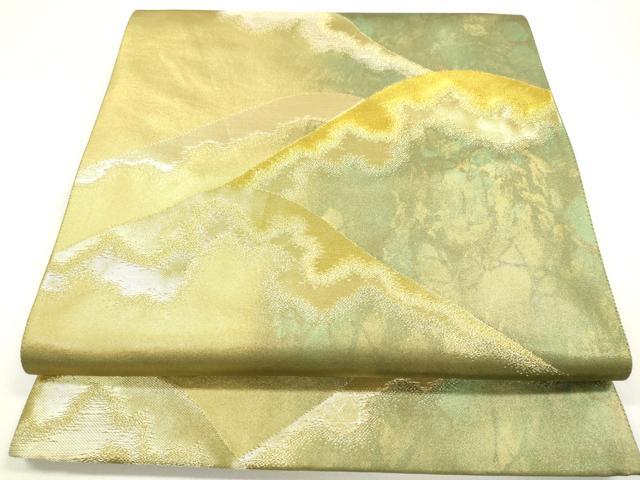 平和屋着物◎六通柄袋帯 重ね山 金糸 引箔 正絹 逸品 DAAW0833op