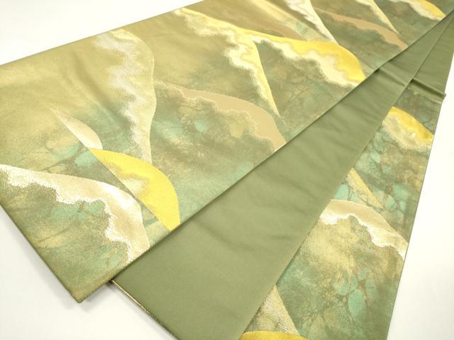 平和屋着物◎六通柄袋帯 重ね山 金糸 引箔 正絹 逸品 DAAW0833op