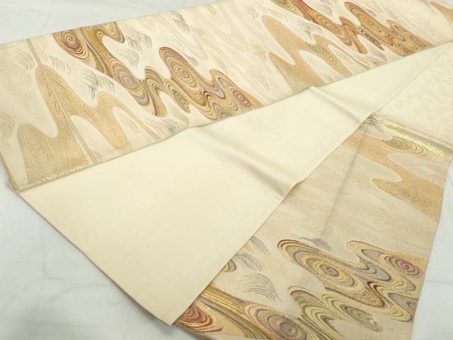 平和屋着物◎六通柄袋帯 渦巻流水文 金糸 正絹 逸品 DAAW1035qa