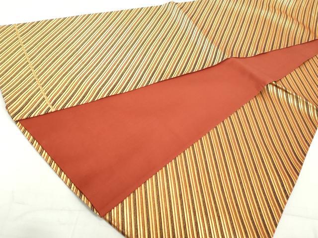 平和屋着物◎全通柄袋帯 斜縞 金糸 正絹 逸品 DAAW1039qa