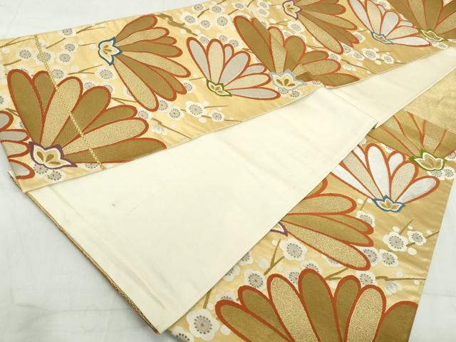 平和屋着物◎六通柄袋帯 唐織 枝梅文 金銀糸 正絹 逸品 DAAW1149qa