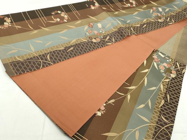 平和屋着物◎六通柄袋帯 唐織 花丸間道 金糸 正絹 逸品 DAAW1152qa