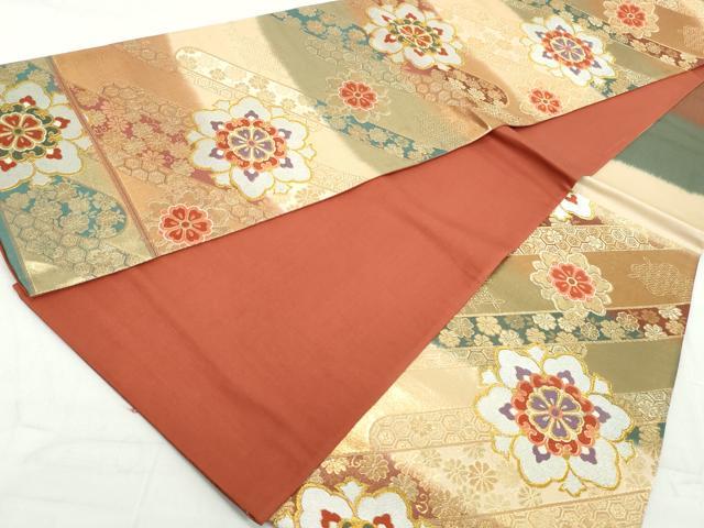 平和屋着物◎六通柄袋帯 唐織 正倉院花文 金銀糸 正絹 逸品 DAAW1158qa