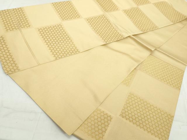 平和屋着物◎六通柄 本袋帯 変わり市松丸文 金糸 正絹 逸品 DAAW1198qa