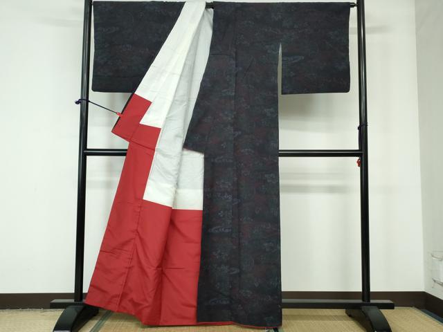 平和屋着物■上質な紬 草花文 正絹 逸品 DAAW1244qa
