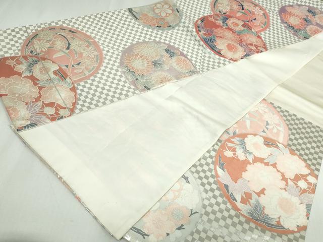 平和屋着物◎六通柄袋帯 唐織 枝梅丸文 銀糸 正絹 逸品 DAAW1313qa