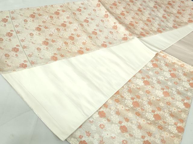平和屋着物◎六通柄袋帯 草花文 牡丹 菊 楓 金銀糸 正絹 逸品 DAAW1355qa