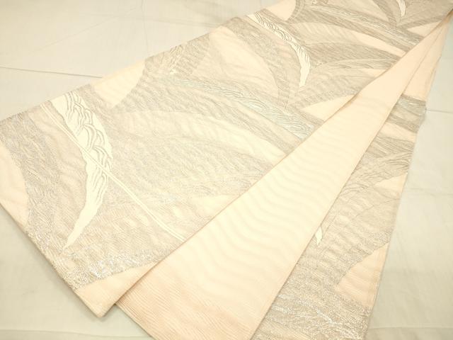 平和屋着物*夏物 六通柄袋帯 草葉文 銀糸 正絹 逸品 DAAW1573cm