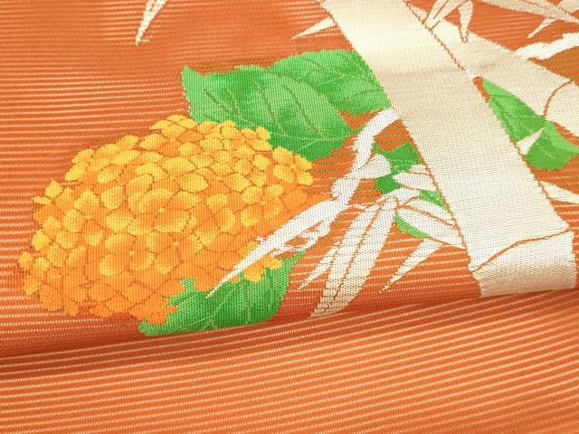 平和屋着物*夏物 九寸名古屋帯 笹竹紫陽花文 銀糸 正絹 逸品 DAAW1723cm