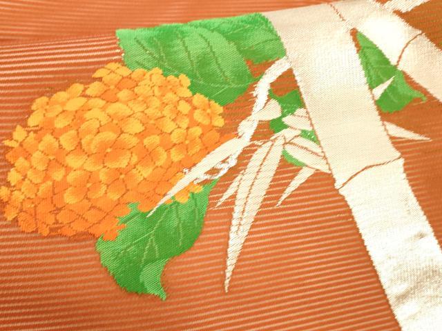 平和屋着物*夏物 九寸名古屋帯 笹竹紫陽花文 銀糸 正絹 逸品 DAAW1723cm