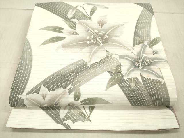 平和屋着物*夏物 全通柄京袋帯 草花文 百合 DAAW1930cm