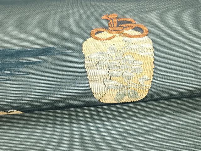 平和屋着物*夏物 九寸開き名古屋帯 器物花文 仕覆 金銀糸 正絹 逸品 DAAW1947cm