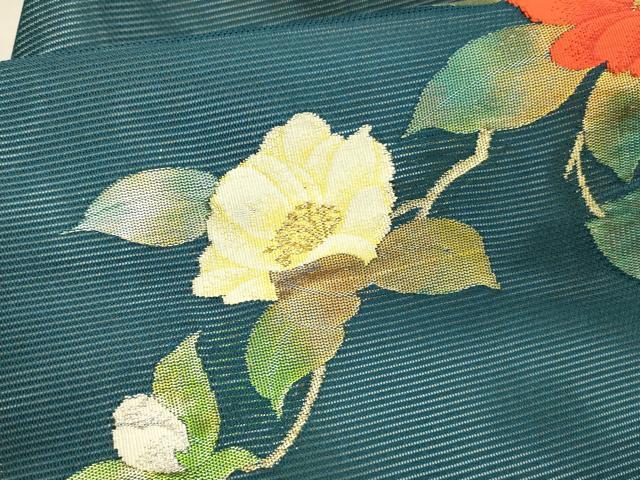 平和屋着物*夏物 九寸名古屋帯 枝花文 金銀糸 正絹 逸品 DAAW1948cm