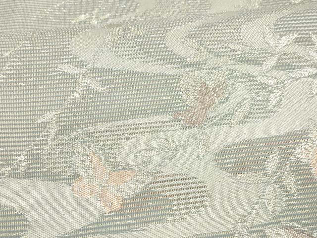 平和屋着物*夏物 六通柄袋帯 流水舞蝶草葉文 銀糸 DAAW1971cm