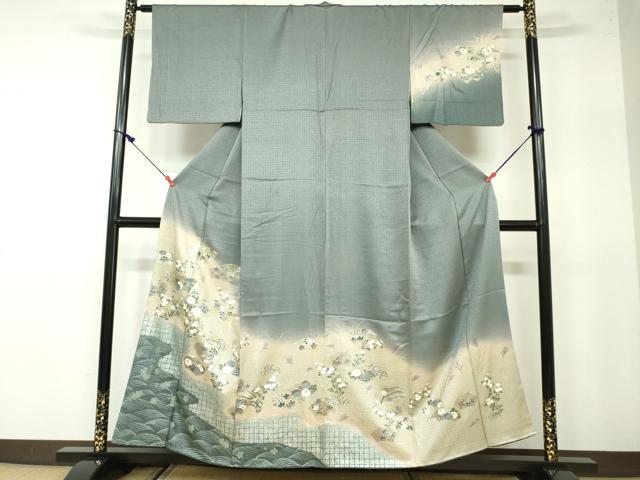 平和屋着物■訪問着 地紙花文 暈し染め 金彩 正絹 逸品 DAAW2167zy